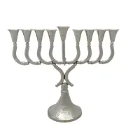 FINE SMALL 925 STERLING SILVER HANDMADE MODERN HAMMERED SLEEK CHANUKAH MENORAH