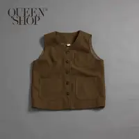 在飛比找蝦皮商城優惠-QUEENSHOP 百搭素色口袋毛呢背心外套 兩色售 1/2