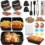Hot Air Fryer Accessories for Ninja Foodi Flexdrawer AF500EU 10.4 L, Airfryer Accessories with 1 x 10.4 L & 2 x 5.2 L Silicone Mould for Ninja Foodi AF500EU, Dual Zone Airfryer Accessories