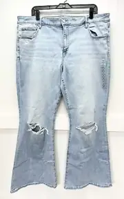 American Eagle Jeans 20 Lowrise Flare Next Level Stretch Denim Distressed NEW