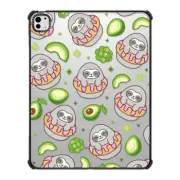 iPad Pro 13-inch (M4) iPad Impact Case Cute Sloth in Strawberry Donut with Avocado Broccoli - Kawaii Animal with Green Fruit & Food