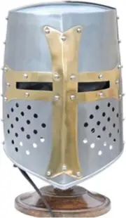 Medieval Mighty Great Brass Helm Knight Helmet Era Brass Crusaders Templar Stee