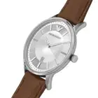 Emporio Armani Men's Watch AR11185 Quartz Silver Dial Brown Leather Strap 43mm