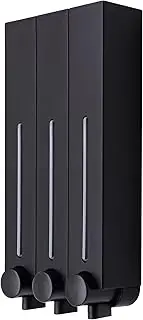 BALMYSPACE Shampoo Dispenser for Shower Wall Black, Wall-Mounted Shower soap Dispenser Trio 3-Chamber, Refillable Shampoo Conditioner Pump Dispenser for Home and Hotel Bathroom