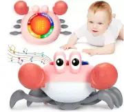 light up walking Musical Crawling Crab Baby Toy Toys for 6-12 Months Boy Pink