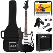 39" Full Size Electric Guitar Kit Jet Black w/ Amp Case Strap Picks Whammy Bar