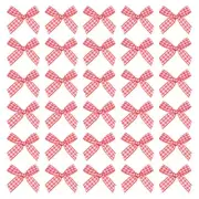 100 Pcs Mini Gingham Ribbon Bows 1.8 Inch Satin Ribbon Bows, Red White