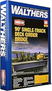 Walthers Trainline Cornerstone HO Scale Model 90' Single Track Railroad Deck Girder Bridge - Kit
