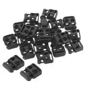 0.6x0.6" Cord Locks, 20Pcs Double Hole Spring End Toggle Stopper, Black