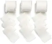 AOKSUNOVA White Ribbon for Gift Wrapping 3.8cm Chiffon Ribbon Fabric Ribbon for Wedding Decoration Floral Bouquets Wrapping Ribbon for Presents