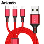 3 合 1 閃電電纜 IPHONE X XR XS 7 USB KABEL 充電手機三星小米充電器 TYPE C 電纜