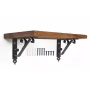 2 Pcs Decorative Shelf Brackets, 250mm/10 Inch Floating Shelf Brackets, Black