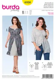 NEW! Burda Pattern 6950 Woman's Dress & Blouse (Plus Sizes 16-26) Uncut FF