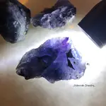 天然幻影螢石 紫藍螢石 擺件 礦物標本