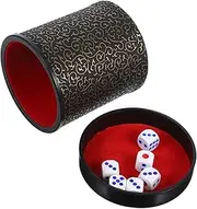 UPKOCH 1set Silent Dice Cup with Dice Base Professional Ktv Game Accessory for Parties Travel-Friendly Pu Shaker for Farkle