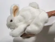 NWT FOLKMANIS® Plush WHITE BUNNY RABBIT PUPPET™ Hand GLOVE Pink Eyes 006188