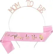 Mom to be Crown Baby Shower Sash for Mommy Mom to be Headband and Sash Gender Reveal Decorations for Party Pregnancy Announcement Photo Props