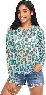 [ODAWA] Abstract Leopard Blue Long Sleeve Mesh Shirt Sheer Mesh Tee Shirts Top Workout Tops Hoodies
