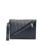 [Fendi] Fendi Diagonal Leather Clutch Bag ONE SIZE BLUE