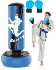 66 Inch Inflatable Kids Punching Bag with Boxing Gloves, Freestanding Boxing