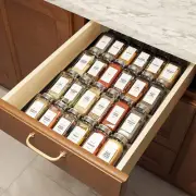 Spice Drawer Organizer with 24 Spice Jars, 378 White Minimalist Spice Labels, 4