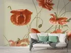 3D Red Floral Rural Self-adhesive Removeable Wallpaper Wall Mural