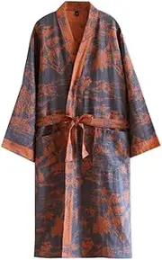 [ChangNanJun] Men's Cotton Double Gauze Sleeping Robe Japanese Style Kimono Bathrobe Pyjamas Yukata
