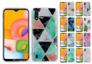 For Samsung Galaxy A01 - Marble | Wood | Glitter Impact TPU Soft Cover Case