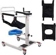 Lift Wheelchair for Home, Portable Steel Transport Wheelchair Manual Lift Bedside Commode Bathroom Wheelchair with Toilet Cushion for Handicap Elderly Seniors, 330Lbs