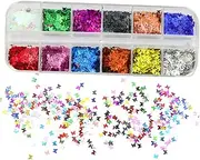 HAPINARY Eyes Makeup Glitter Sequins Butterfly Set 2 Boxes Nail Accessories Glitter Powder Sticker