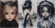 Swap cards Modern playing card back set of 3 Pretty Girls