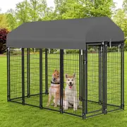 Luxury Outdoor Dog Kennel Pet House Enclosure Run Cage Playpen Roof Cover