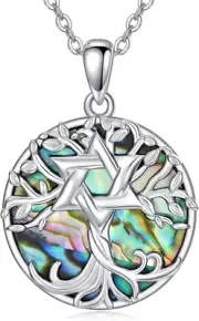 Tree of Life Necklace for Women 925 Sterling Silver Lotus Chakra/David Star Pend