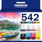 YeaImage 542 Ink Refill Bottle for EcoTank Pro ET-16600, ET-5150, ET-5170, ET-5180, ET-5800, ET-5850, ET-5880, ET-16650, Workforce ST-C8000, ST-C8090（BK C M Y）
