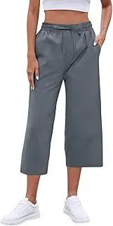 [Generic] Ladies Black Trousers Wide Leg Petite Linen Cropped Lightweight Walking 3/4 Leggings Plus Size White Short Womens Palazzo Sports Legs Long Navy Sweatpants Lounge Pants Comfy Baggy