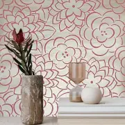Champagne brass metallic pink big lowers Sculptured Surfaces textured wallpaper