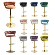 EOFY Sales 2x Height Adjustable Swivel Bar Stool Velvet Golden Base Barstools Chairs Padded Seat