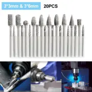 20P 1/8" Tungsten Carbide Rotary Drill Bits Burr Die Grinder Shank Carving Set