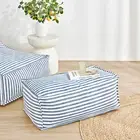 Cadence & Co. Oscar Faux Linen Ottoman Bean Bag Cover Navy