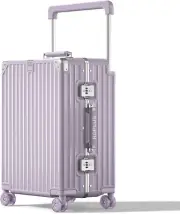 21'' Zipperless Aluminum Luggage- TSA Lock, Jelly Wheels, Purple, Scratch-Resist