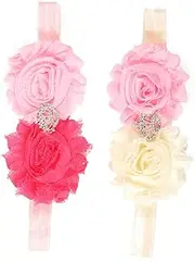 Kisangel 1 Pair Adorable Girl Floral Headbands Hairband Accessories High Elasticity Skin Friendly for Newborn Photos Everyday Wear
