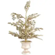 Set of 2 Sparkling Gold Artificial Holly 20" Topiary Trees
