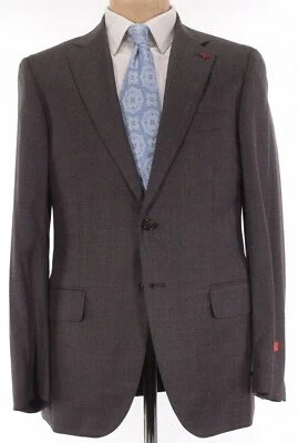 ISAIA NWT Suit Size 46R In Brown W/ Blue Plaid Light Flannel Wool Sanita