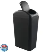 Hespama Slim Trash Can, 14L Black Swing Lid Garbage Bin for Narrow Space