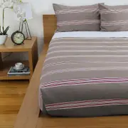 Jason Commercial King Bed Hudson Stripe Quilt Cover Set 240x210cm Almond Red