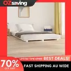 wooden bed frame solid pine white queen size sturdy slats plywood 4574