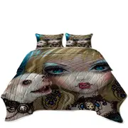 Faces of Faery #235 Gothic Vampire Girl and Her Dog Coverlet