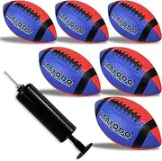 YANYODO 6 Pack Football Size 6 Junior Sized Ball with Textured Grip for Kids Youth Practice, Match and Scrimmage Play Indoors & Outdoors All Weather Use with Pump(Blue&Red)