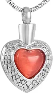 DOTUIARG Heart Stainless Steel Cremation Necklace Pendants for Ashes for Women Memorial Urn Necklace
