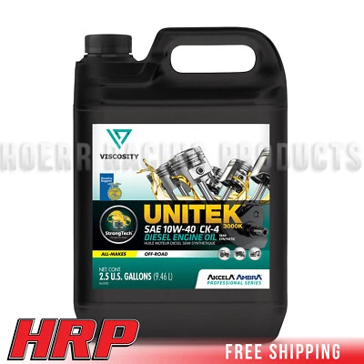 VISCOSITY UNITEK 3000K Diesel Engine Oil SS 10W-40 CK-4, 2.5 Gallons, 74643NXYUS